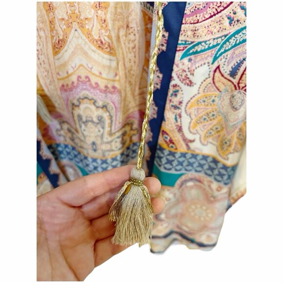 Chicos Silk Medallion Print Ruana Wrap Caftan Duster Sz L/XL - Picture 5 of 7